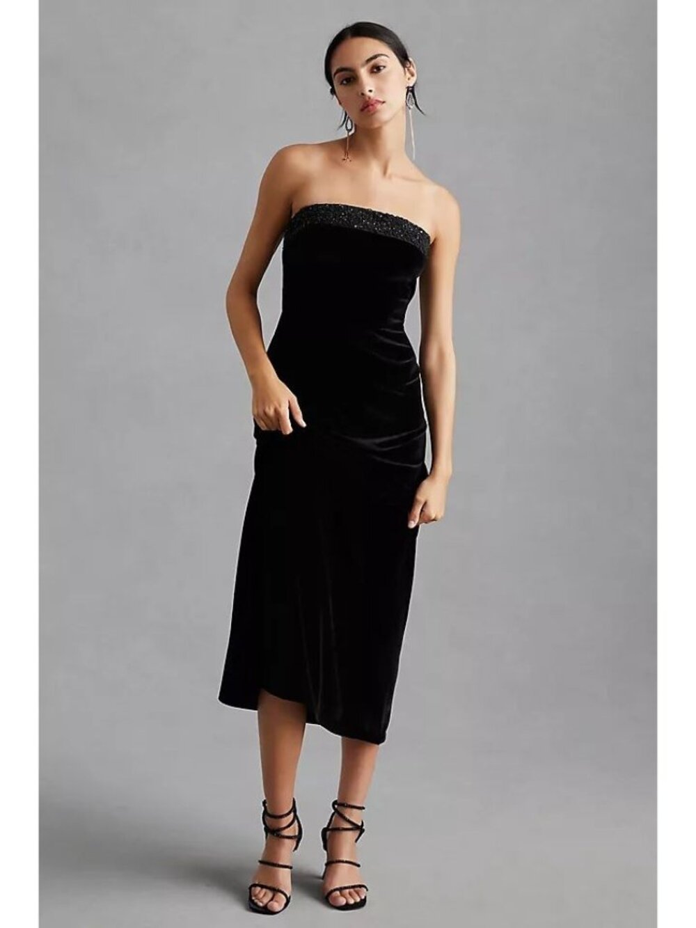 Anthropologie NWT Payal Jain Beaded Velvet Maxi Dress Strapless size Medium